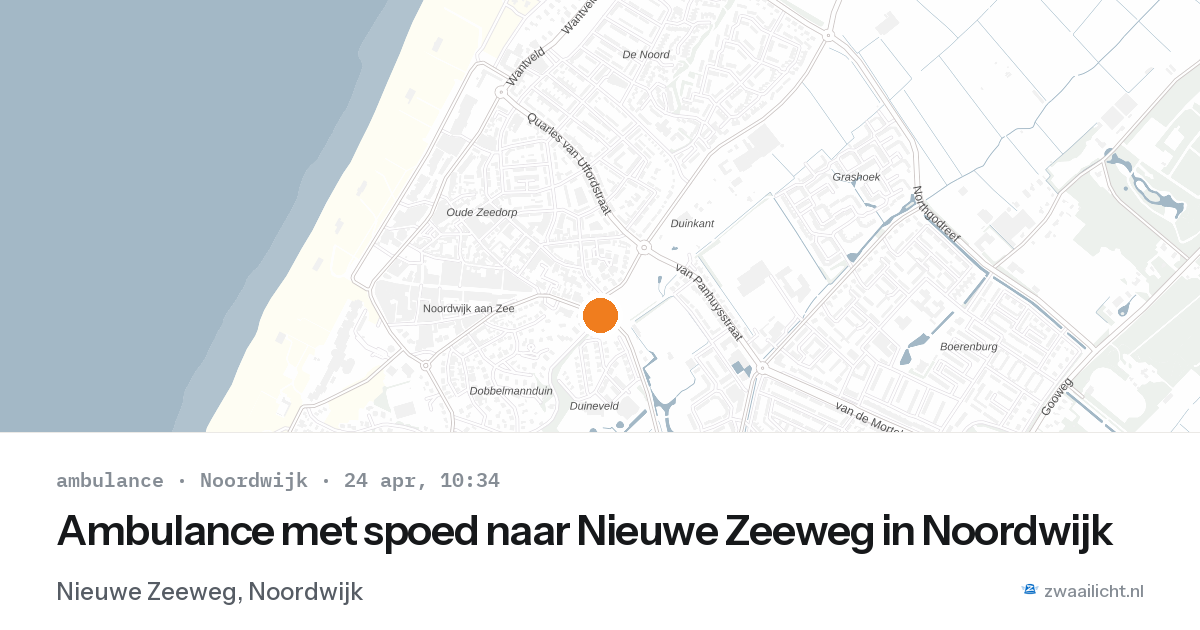 Ambulance met spoed naar Nieuwe Zeeweg in Noordwijk — 24 apr 2026
