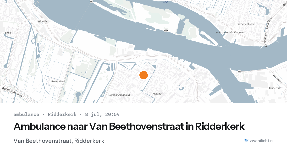 Ambulance naar Van Beethovenstraat in Ridderkerk — 8 jul 2026