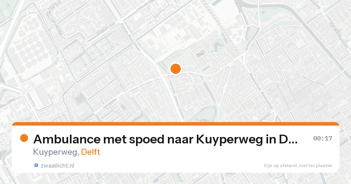 Ambulance met spoed naar Kuyperweg in Delft — 15 aug 2026