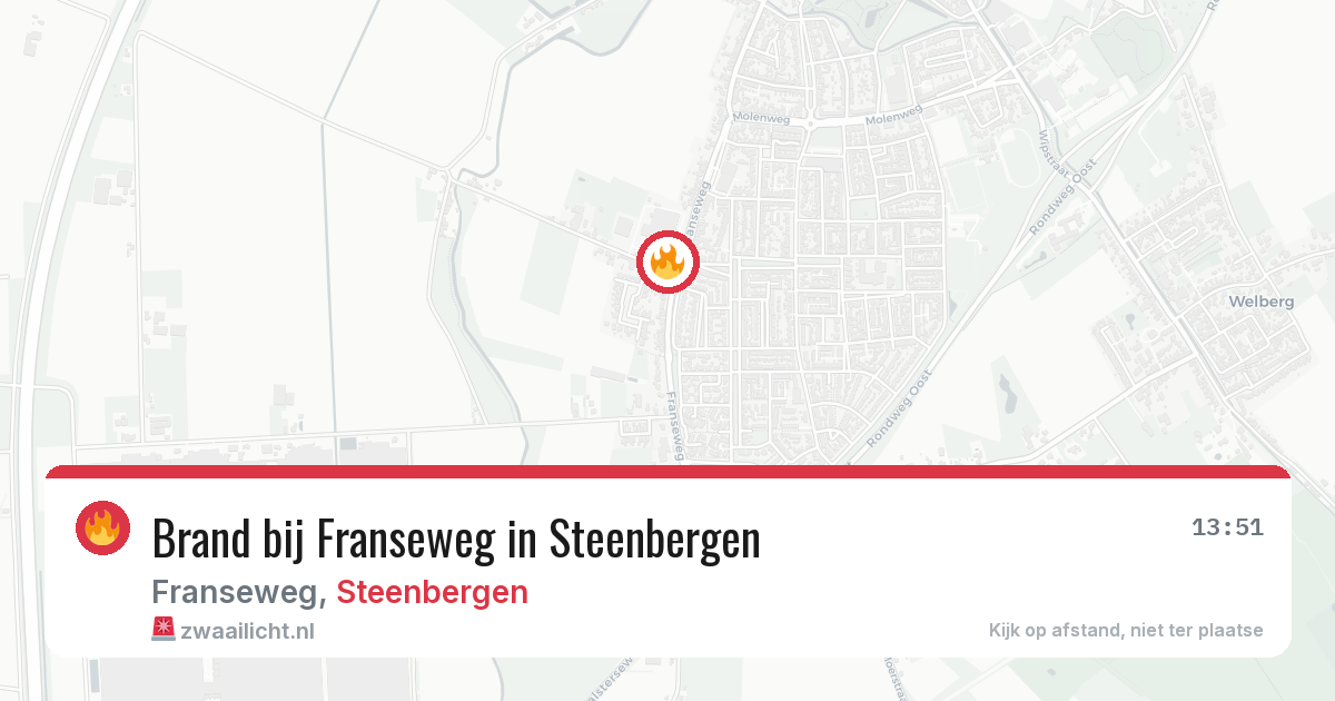 Brand bij Franseweg in Steenbergen — 13 aug 2026