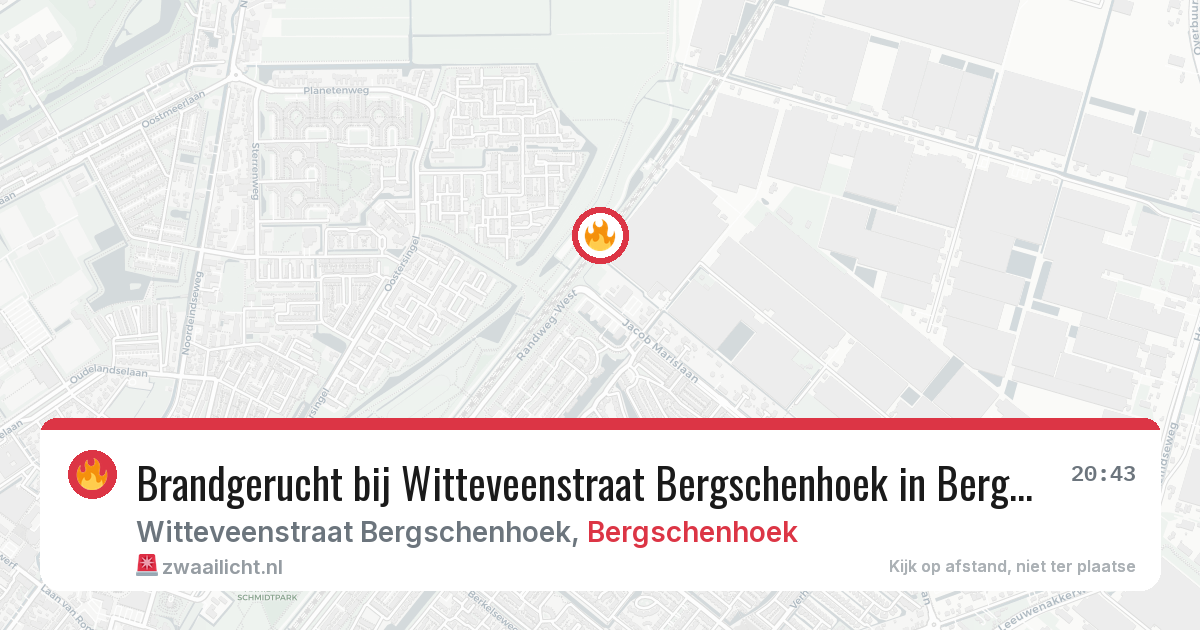 Brandgerucht bij Witteveenstraat Bergschenhoek in Bergschenhoek — 20 mei 2026