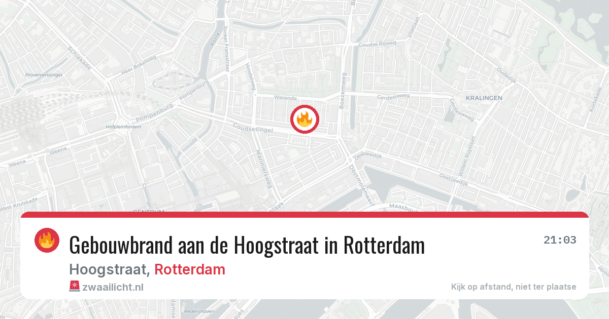 Gebouwbrand aan de Hoogstraat in Rotterdam — 25 apr 2026
