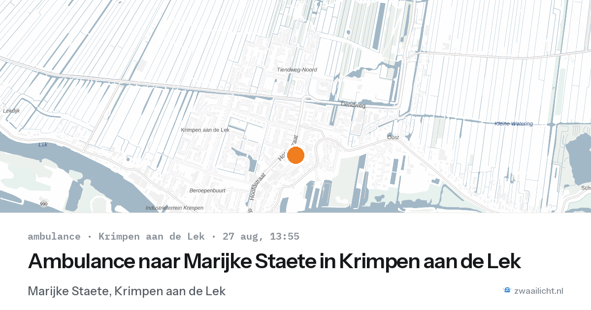 Ambulance naar Marijke Staete in Krimpen aan de Lek — 27 aug 2026