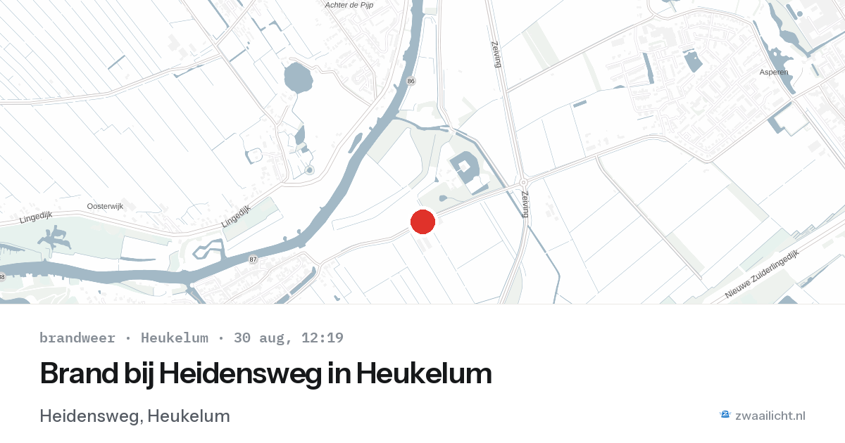 Brand bij Heidensweg in Heukelum — 30 aug 2026