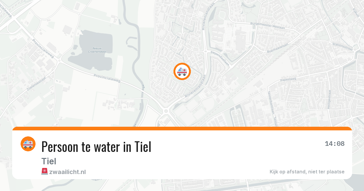 Persoon te water in Tiel — 13 aug 2026