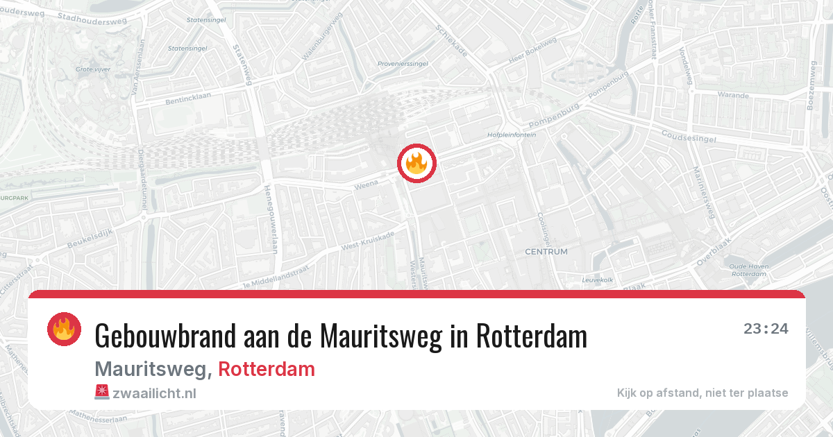 Gebouwbrand aan de Mauritsweg in Rotterdam — 27 jun 2026