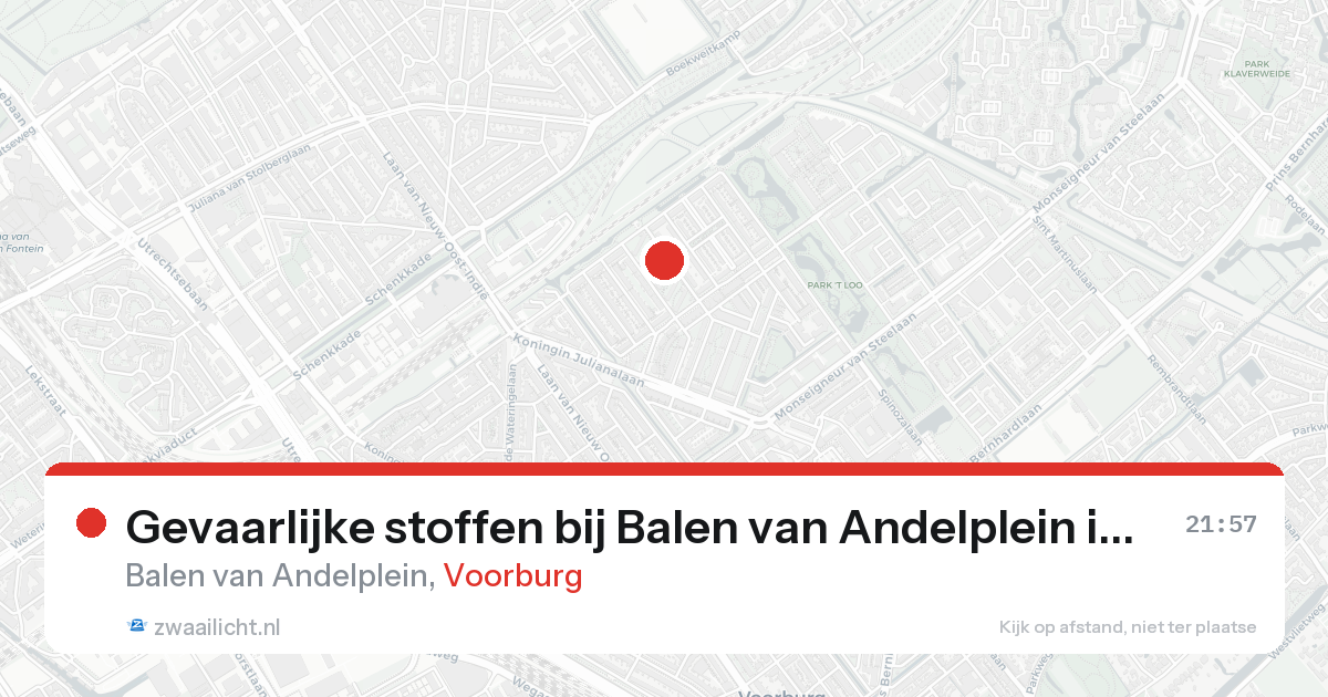 Gevaarlijke stoffen bij Balen van Andelplein in Voorburg — 15 aug 2026