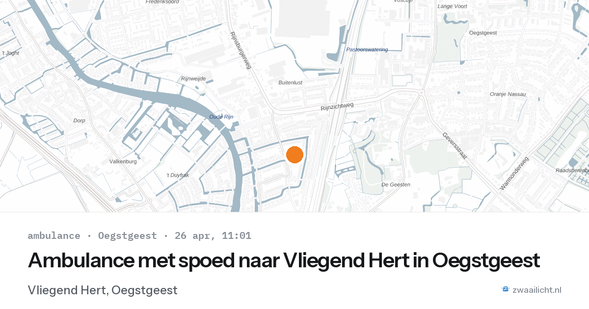 Ambulance met spoed naar Vliegend Hert in Oegstgeest — 26 apr 2026