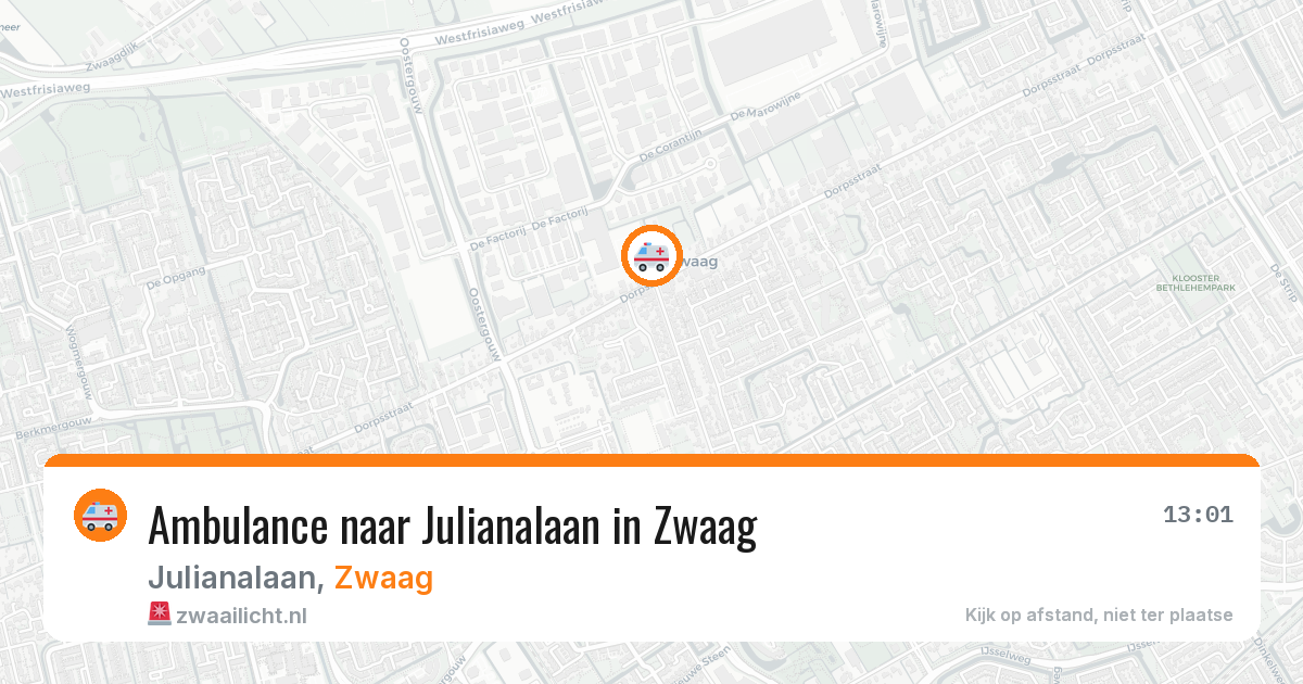 Ambulance naar Julianalaan in Zwaag — 29 apr 2026