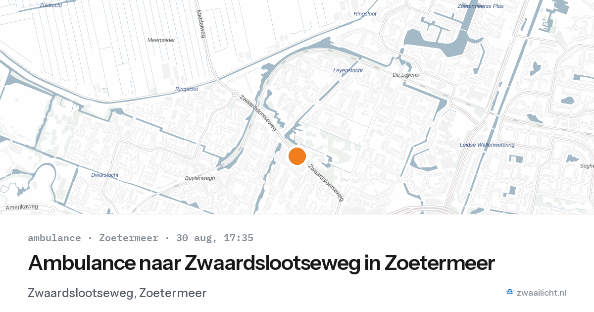 Ambulance naar Zwaardslootseweg in Zoetermeer — 30 aug 2026