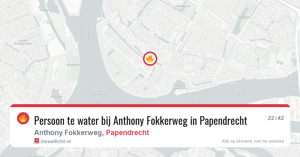 Persoon te water bij Anthony Fokkerweg in Papendrecht — 3 jul 2026