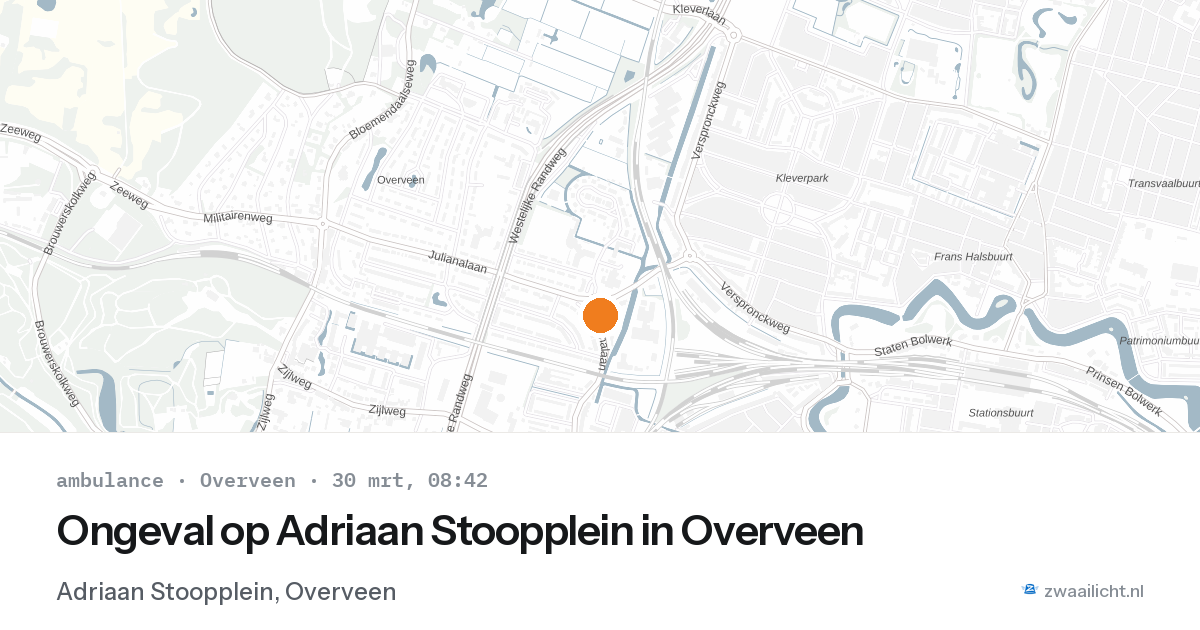 Ongeval op Adriaan Stoopplein in Overveen — 30 mrt 2026