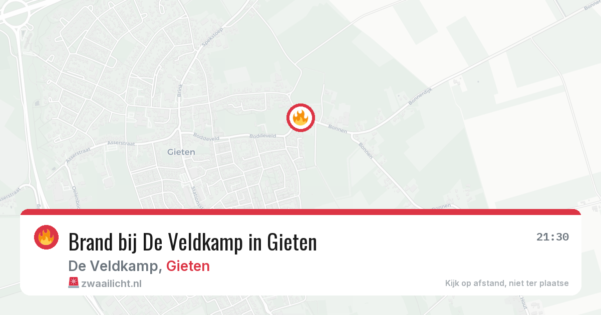 Brand bij De Veldkamp in Gieten — 11 mrt 2026