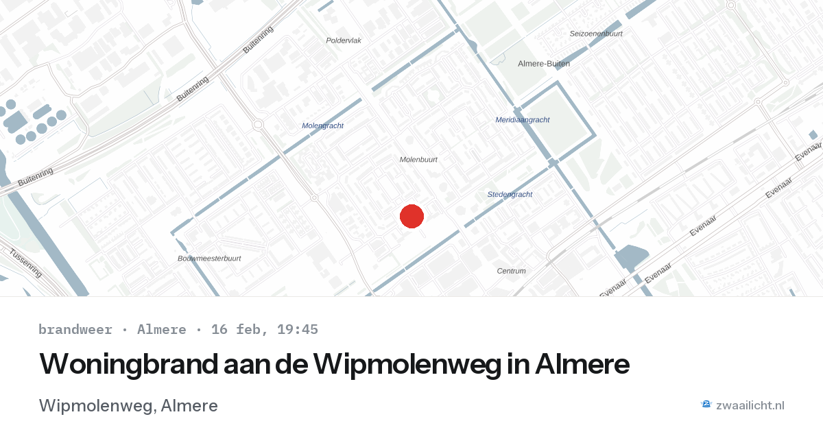 Woningbrand aan de Wipmolenweg in Almere — 16 feb 2026