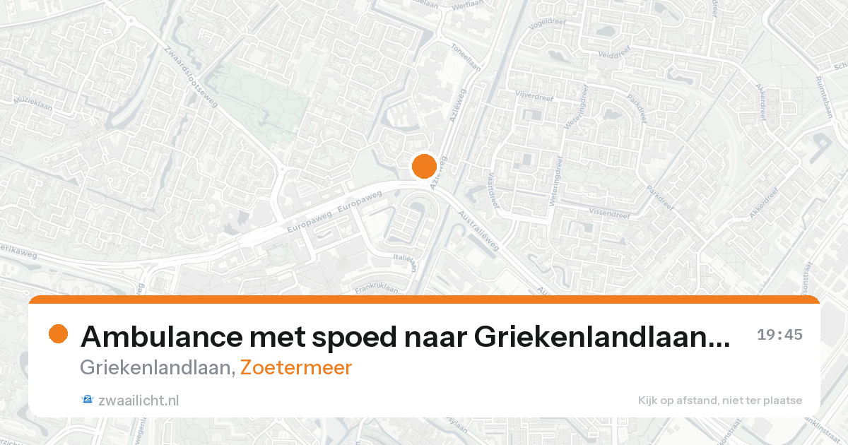 Ambulance met spoed naar Griekenlandlaan in Zoetermeer — 15 aug 2026