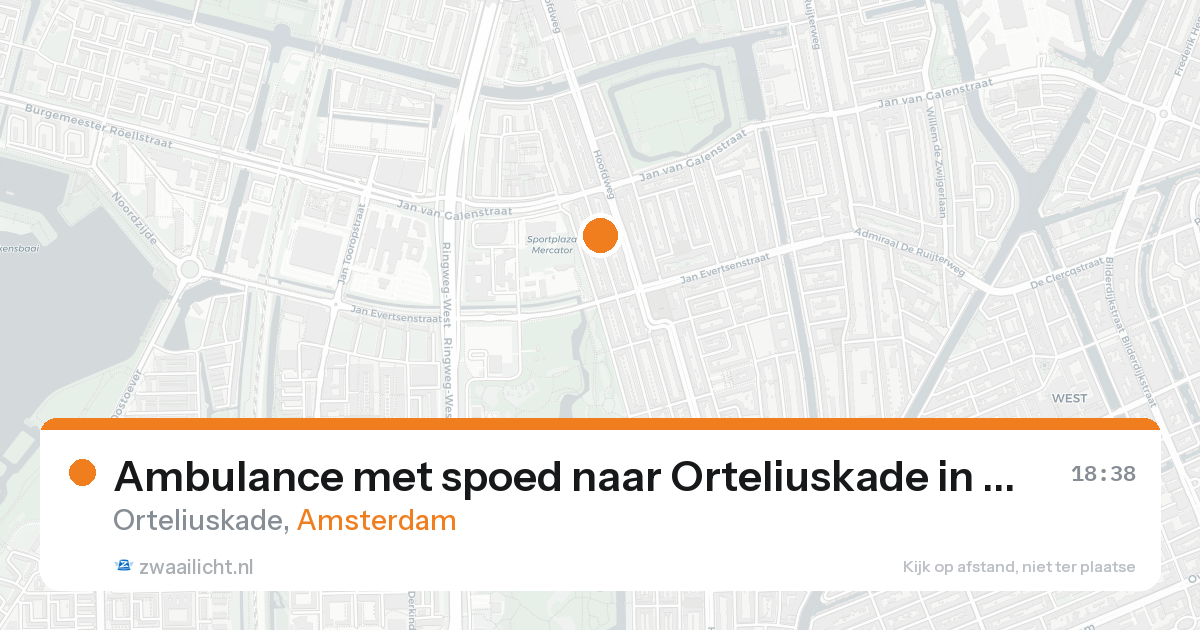 Ambulance met spoed naar Orteliuskade in Amsterdam — 16 aug 2026