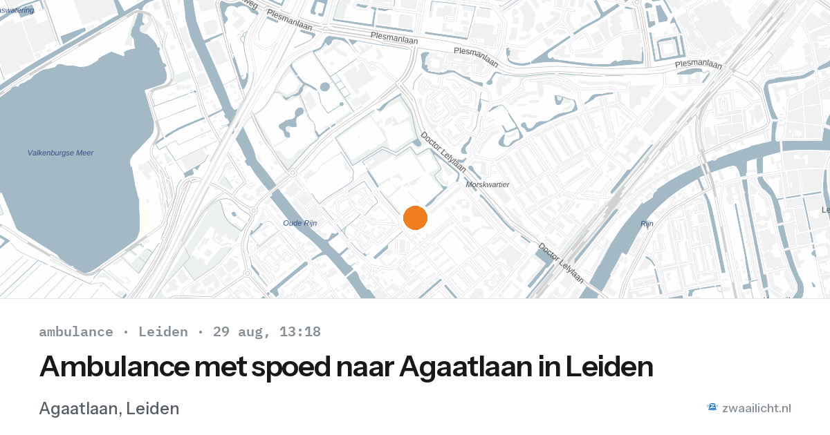 Ambulance met spoed naar Agaatlaan in Leiden — 29 aug 2026