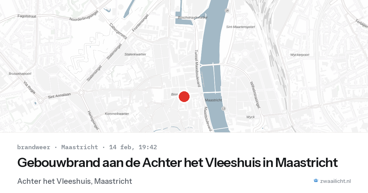Gebouwbrand aan de Achter het Vleeshuis in Maastricht — 14 feb 2026