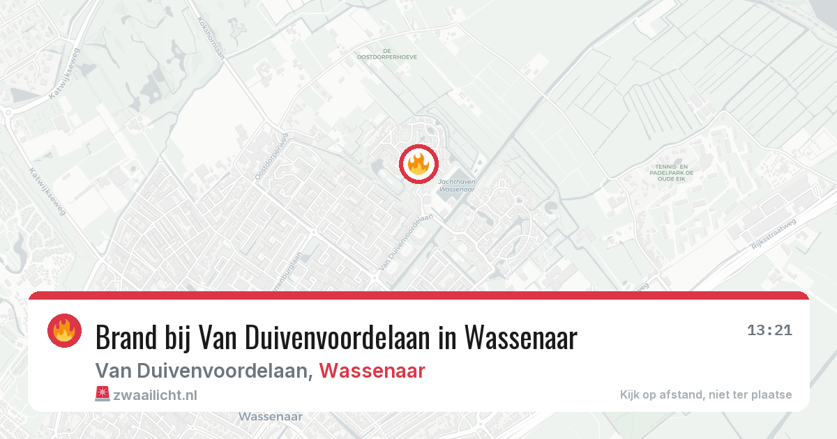 Brand bij Van Duivenvoordelaan in Wassenaar — 7 aug 2026