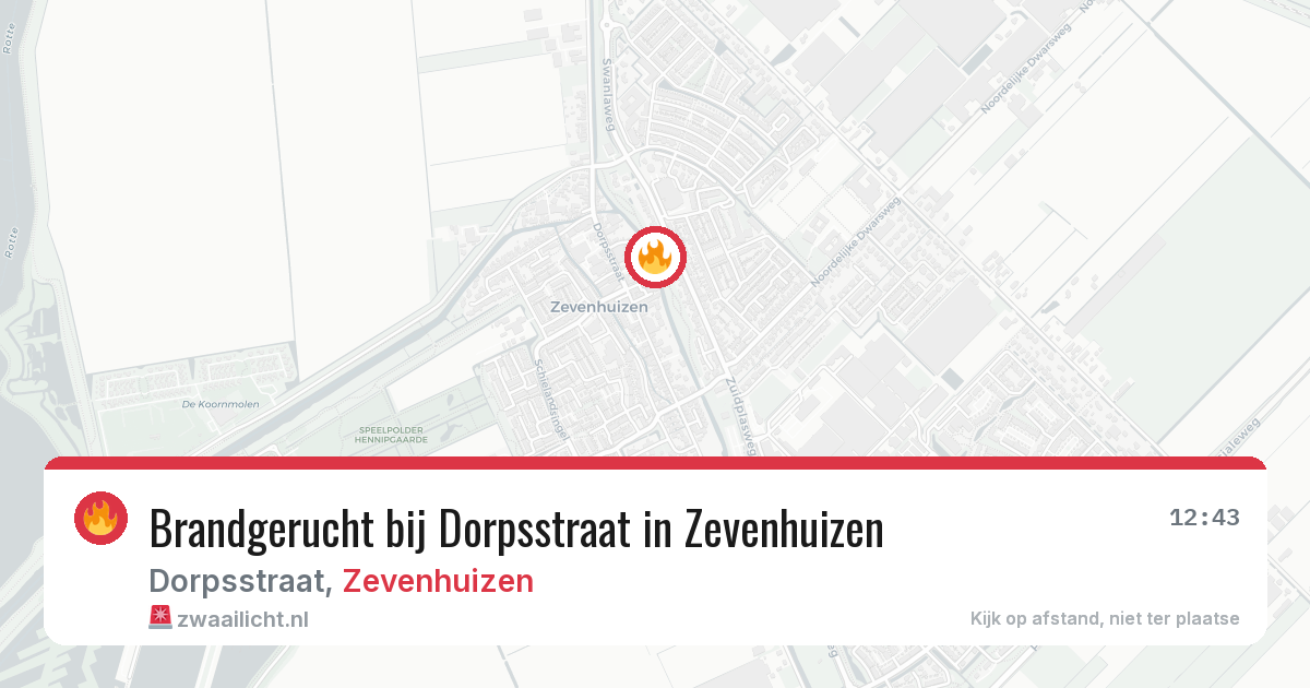 Brandgerucht bij Dorpsstraat in Zevenhuizen — 31 jul 2026