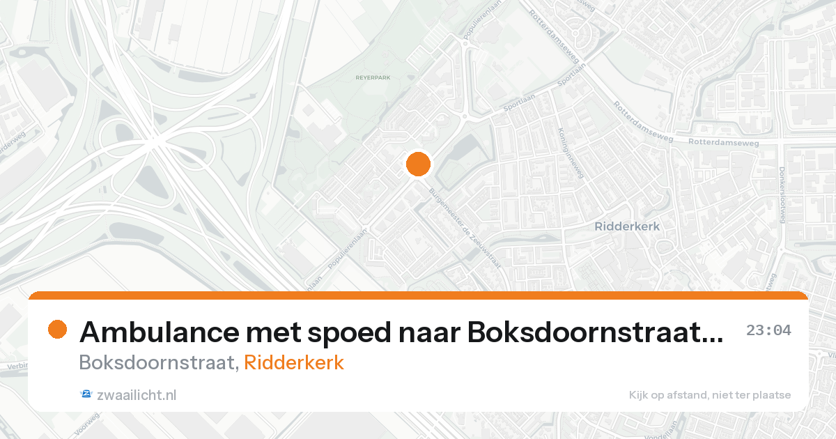 Ambulance met spoed naar Boksdoornstraat in Ridderkerk — 20 aug 2026