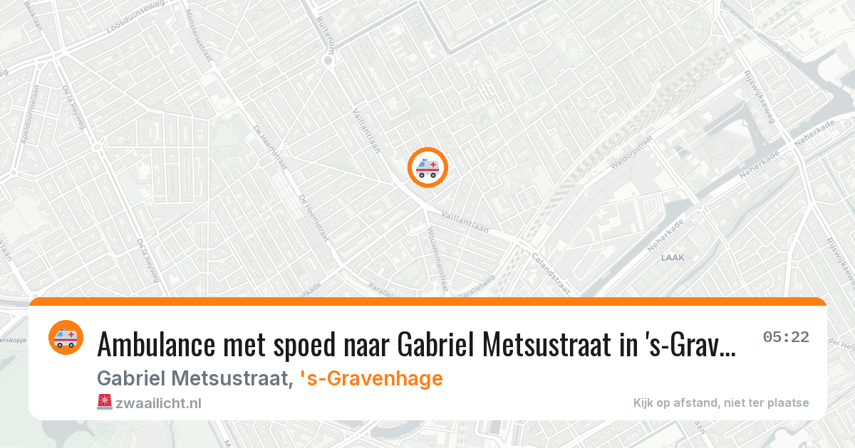 Ambulance met spoed naar Gabriel Metsustraat in 's-Gravenhage — 8 aug 2026