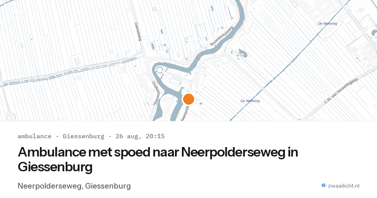 Ambulance met spoed naar Neerpolderseweg in Giessenburg — 26 aug 2026