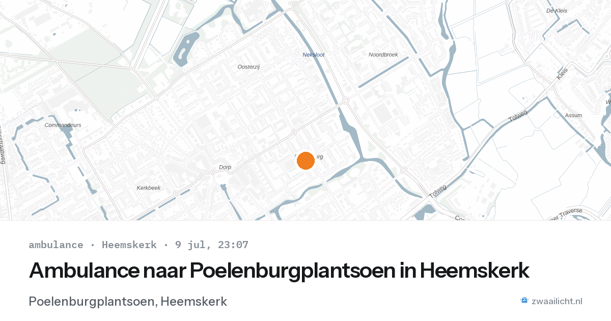Ambulance naar Poelenburgplantsoen in Heemskerk — 9 jul 2026