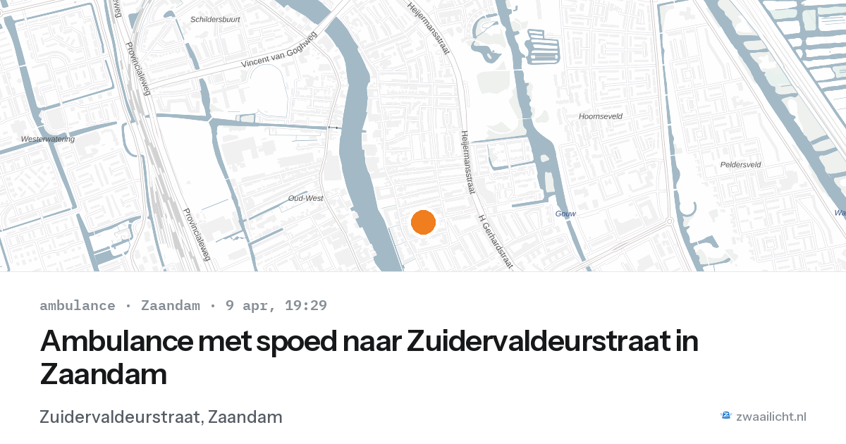 Ambulance met spoed naar Zuidervaldeurstraat in Zaandam — 9 apr 2026