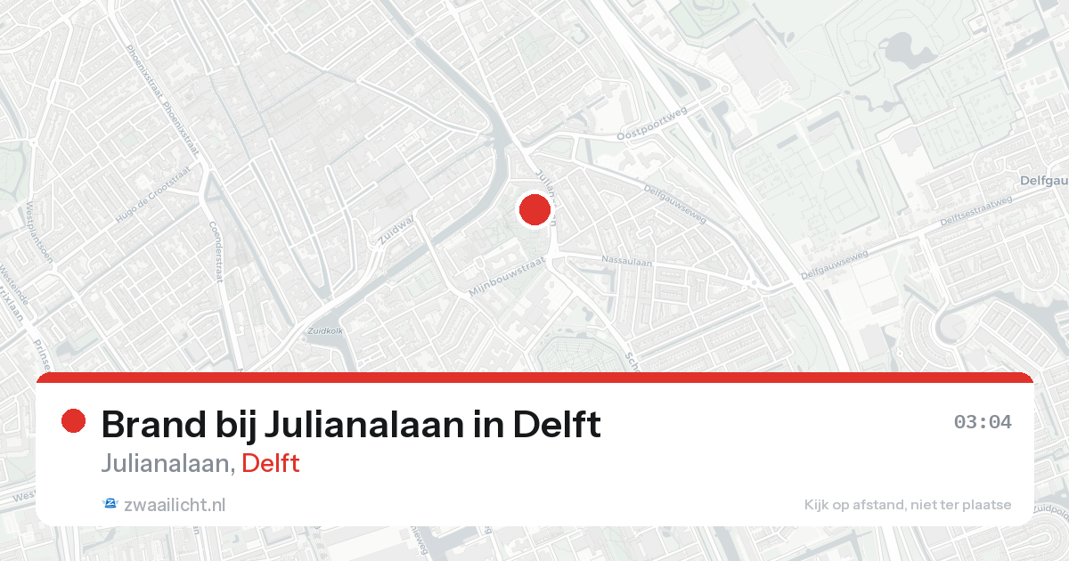 Brand bij Julianalaan in Delft — 17 aug 2026