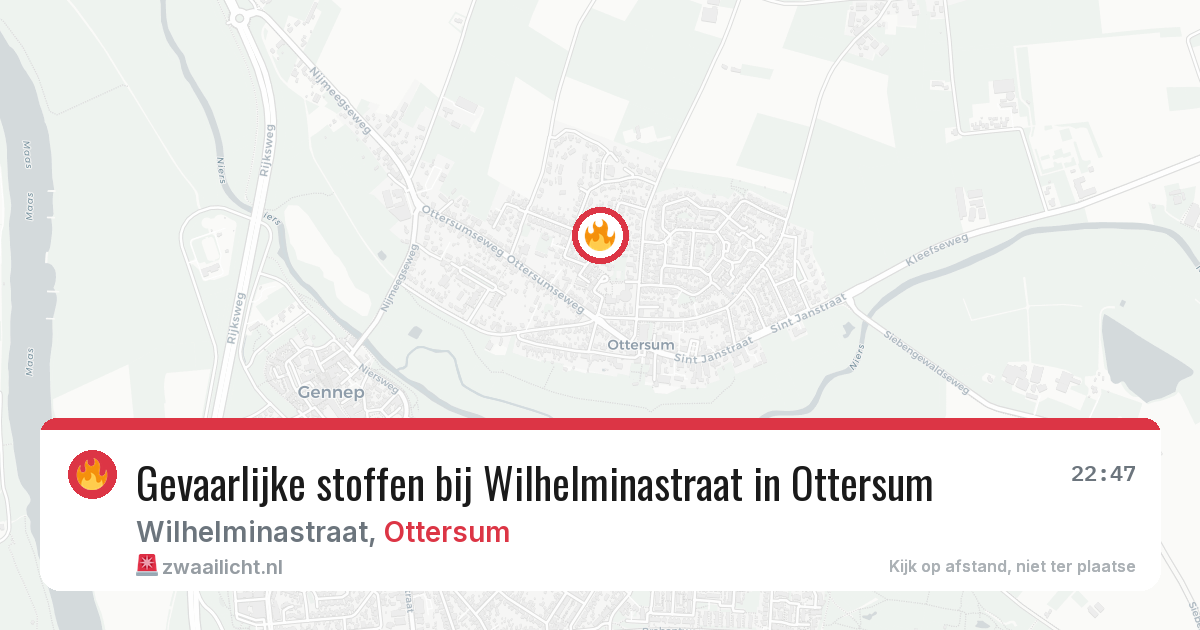 Gevaarlijke stoffen bij Wilhelminastraat in Ottersum — 17 mrt 2026