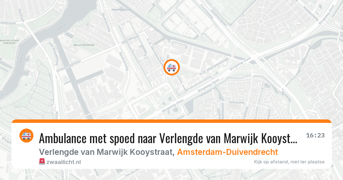 Ambulance met spoed naar Verlengde van Marwijk Kooystraat in Amsterdam-Duivendrecht — 23 mei 2026