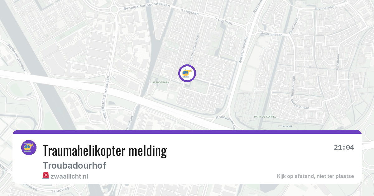 Traumahelikopter melding — 9 jun 2026