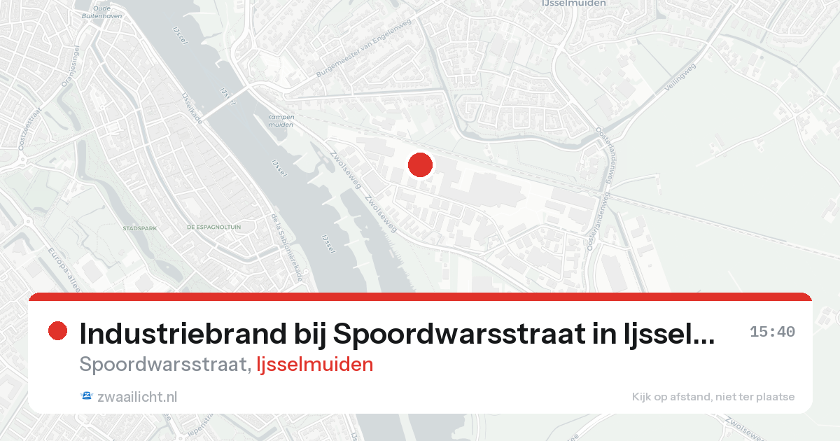 Industriebrand bij Spoordwarsstraat in Ijsselmuiden — 17 aug 2026