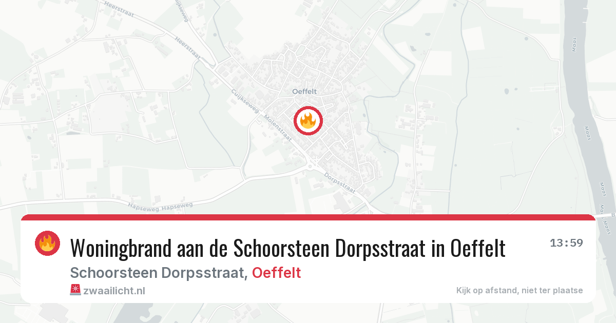 Woningbrand aan de Schoorsteen Dorpsstraat in Oeffelt — 9 feb 2026