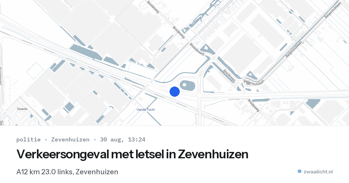 Verkeersongeval met letsel in Zevenhuizen — 30 aug 2026