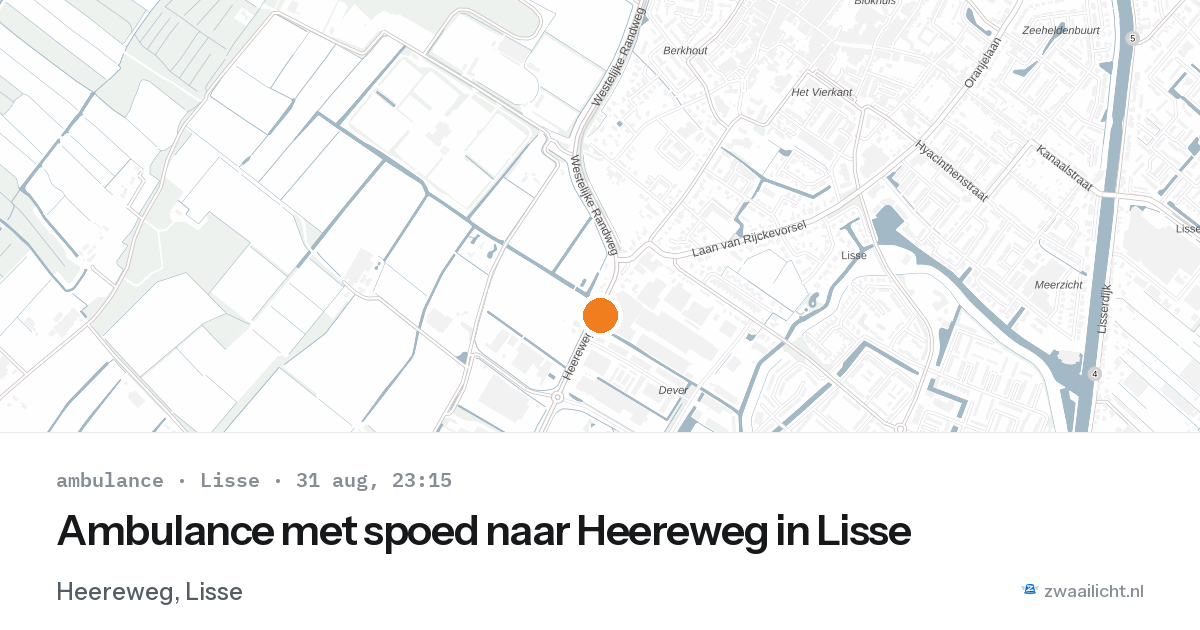 Ambulance met spoed naar Heereweg in Lisse — 31 aug 2026