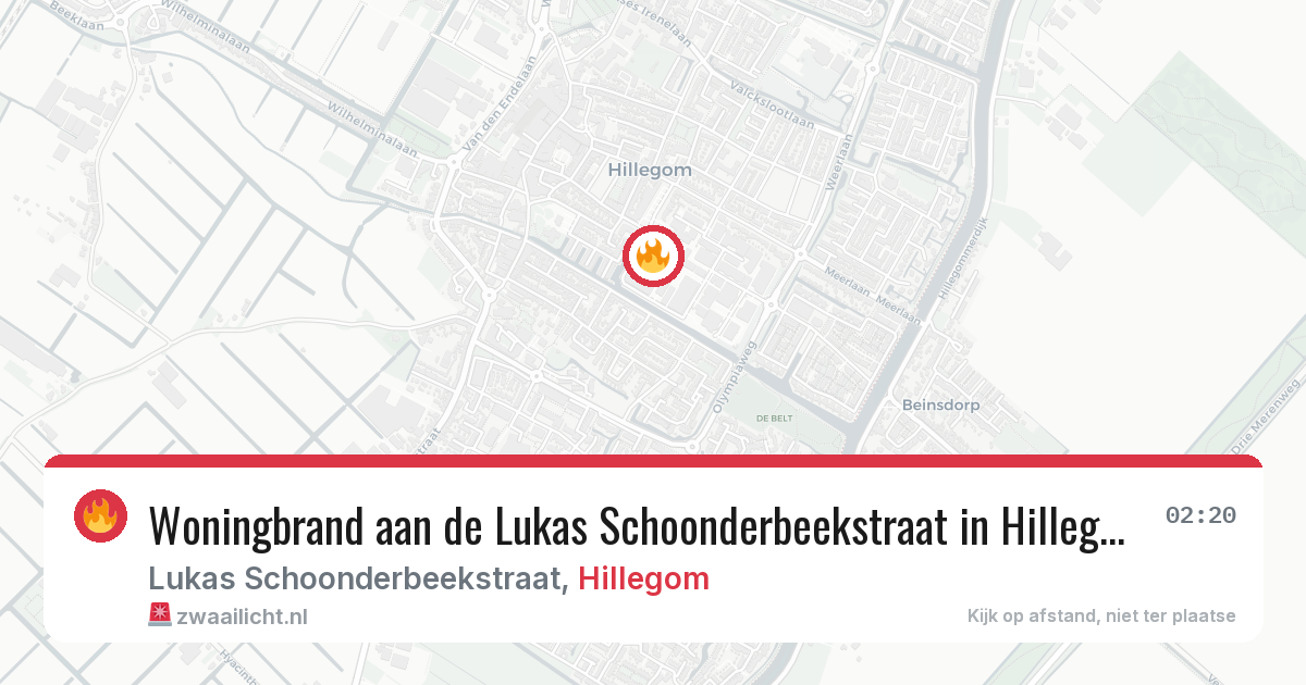 Woningbrand aan de Lukas Schoonderbeekstraat in Hillegom — 12 jun 2026