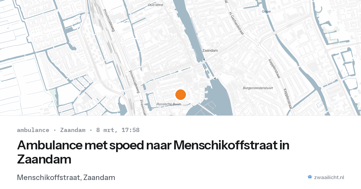 Ambulance met spoed naar Menschikoffstraat in Zaandam — 8 mrt 2026