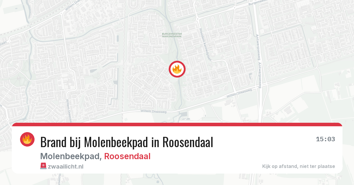 Brand bij Molenbeekpad in Roosendaal — 3 jul 2026