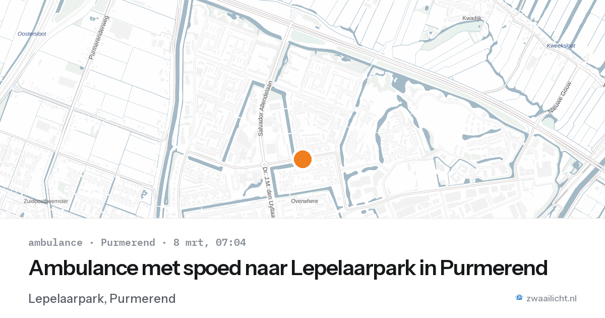 Ambulance met spoed naar Lepelaarpark in Purmerend — 8 mrt 2026