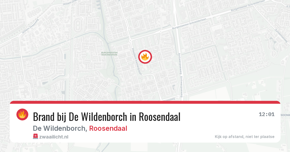 Brand bij De Wildenborch in Roosendaal — 29 apr 2026