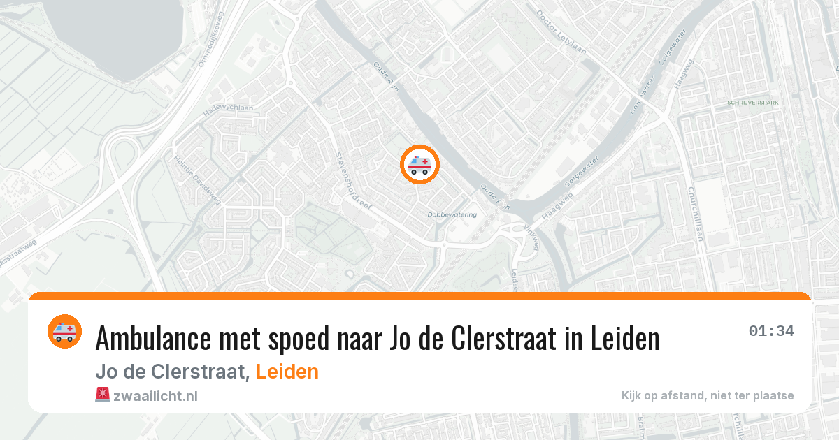 Ambulance met spoed naar Jo de Clerstraat in Leiden — 11 aug 2026