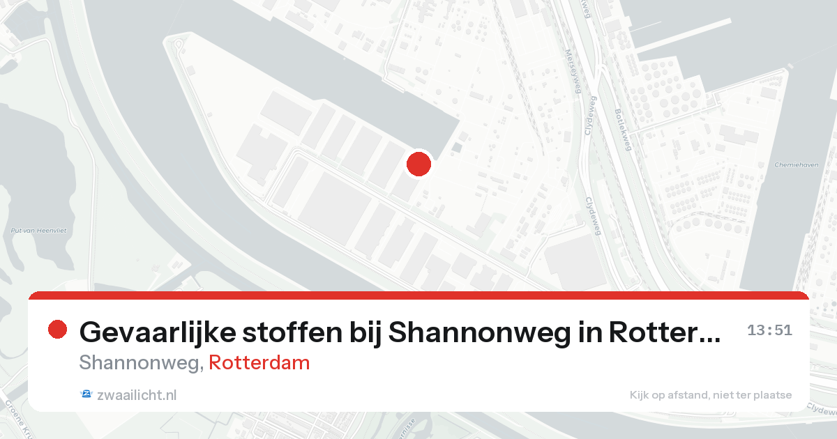 Gevaarlijke stoffen bij Shannonweg in Rotterdam — 25 aug 2026