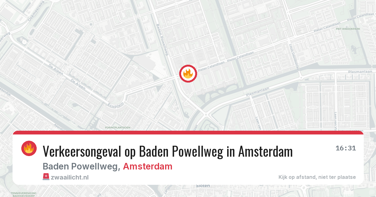 Verkeersongeval op Baden Powellweg in Amsterdam — 25 jun 2026
