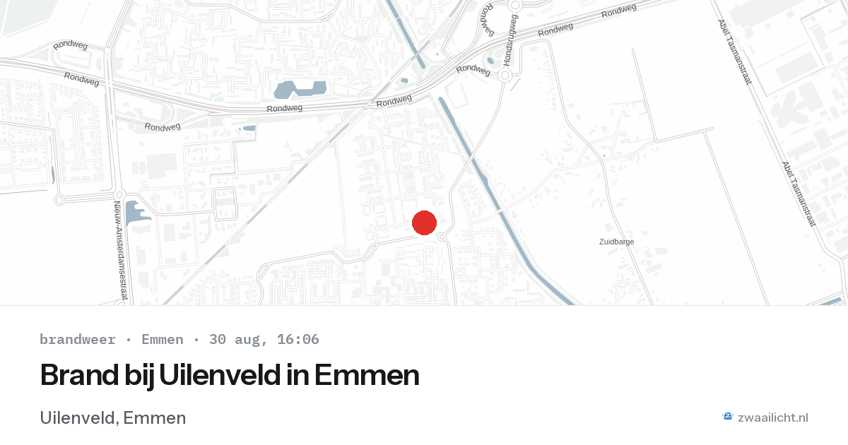 Brand bij Uilenveld in Emmen — 30 aug 2026