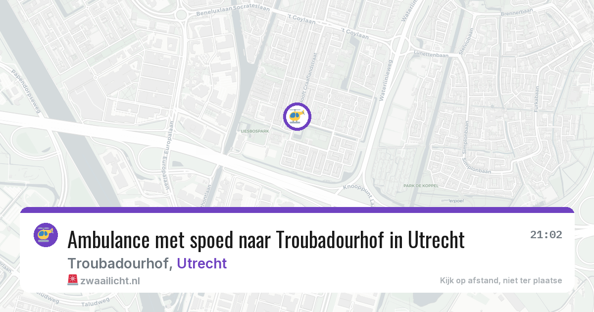 Ambulance met spoed naar Troubadourhof in Utrecht — 9 jun 2026
