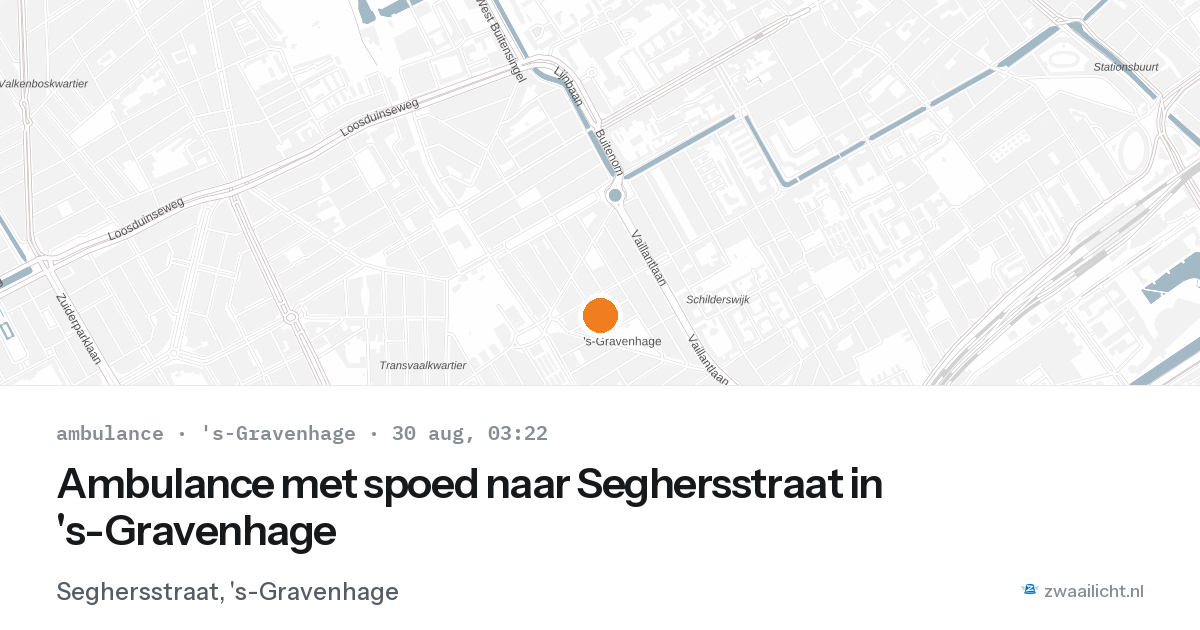 Ambulance met spoed naar Seghersstraat in 's-Gravenhage — 30 aug 2026