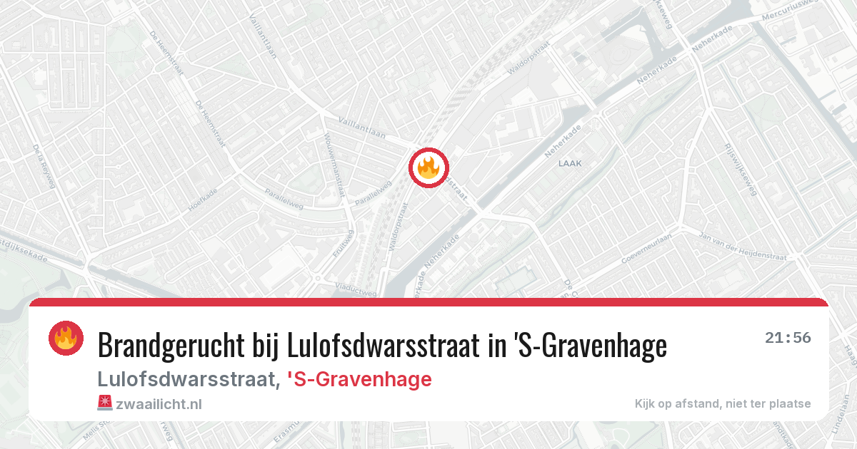 Brandgerucht bij Lulofsdwarsstraat in 'S-Gravenhage — 13 aug 2026