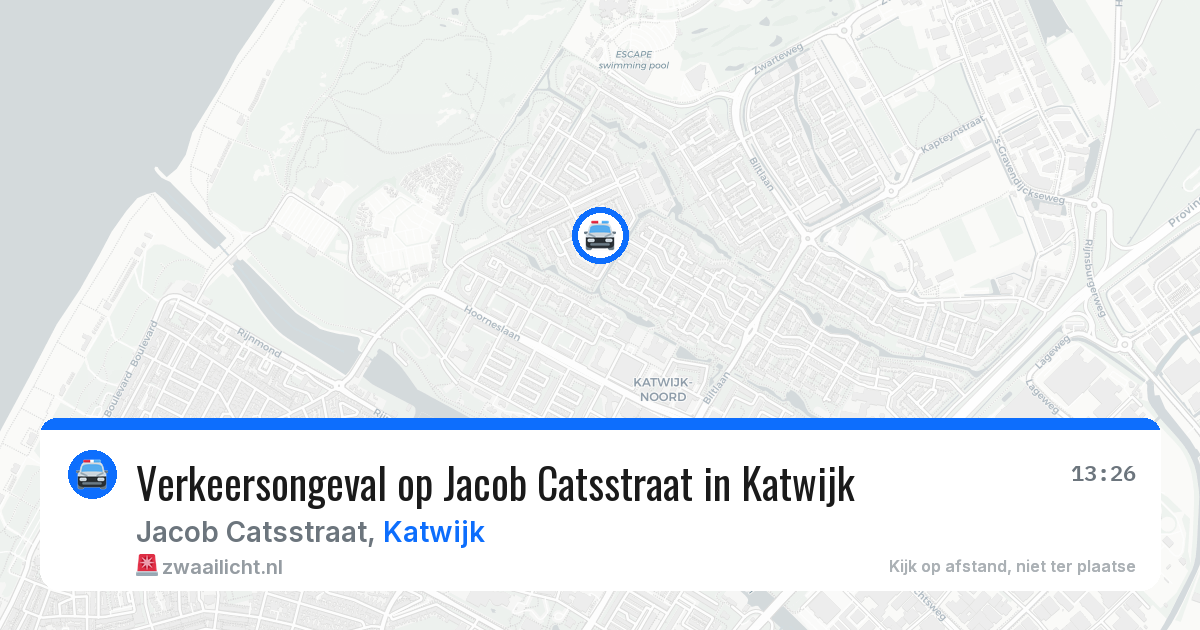 Verkeersongeval op Jacob Catsstraat in Katwijk — 2 aug 2026